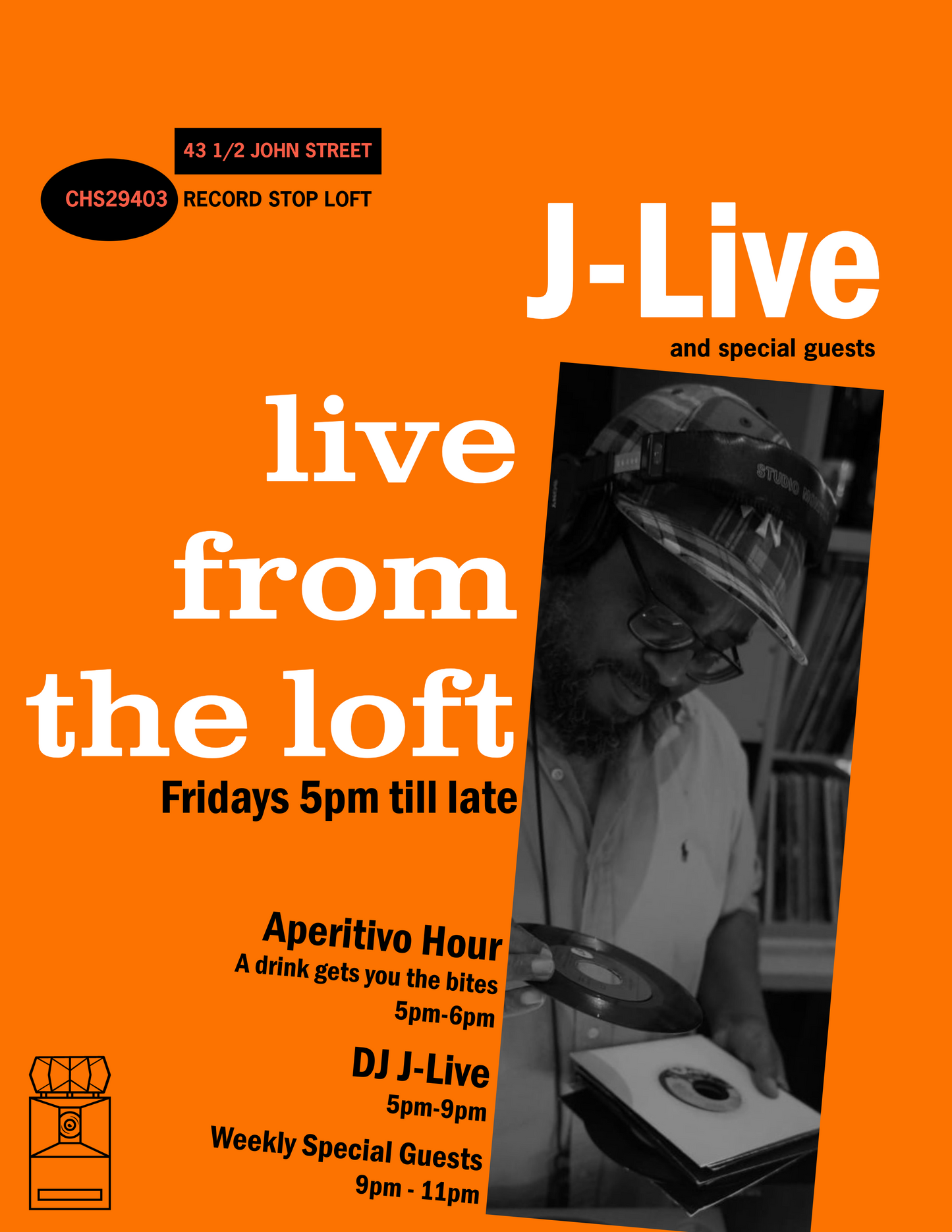 Live at the Loft with DJ J-Live + Aperitivo Hour 5pm-6pm