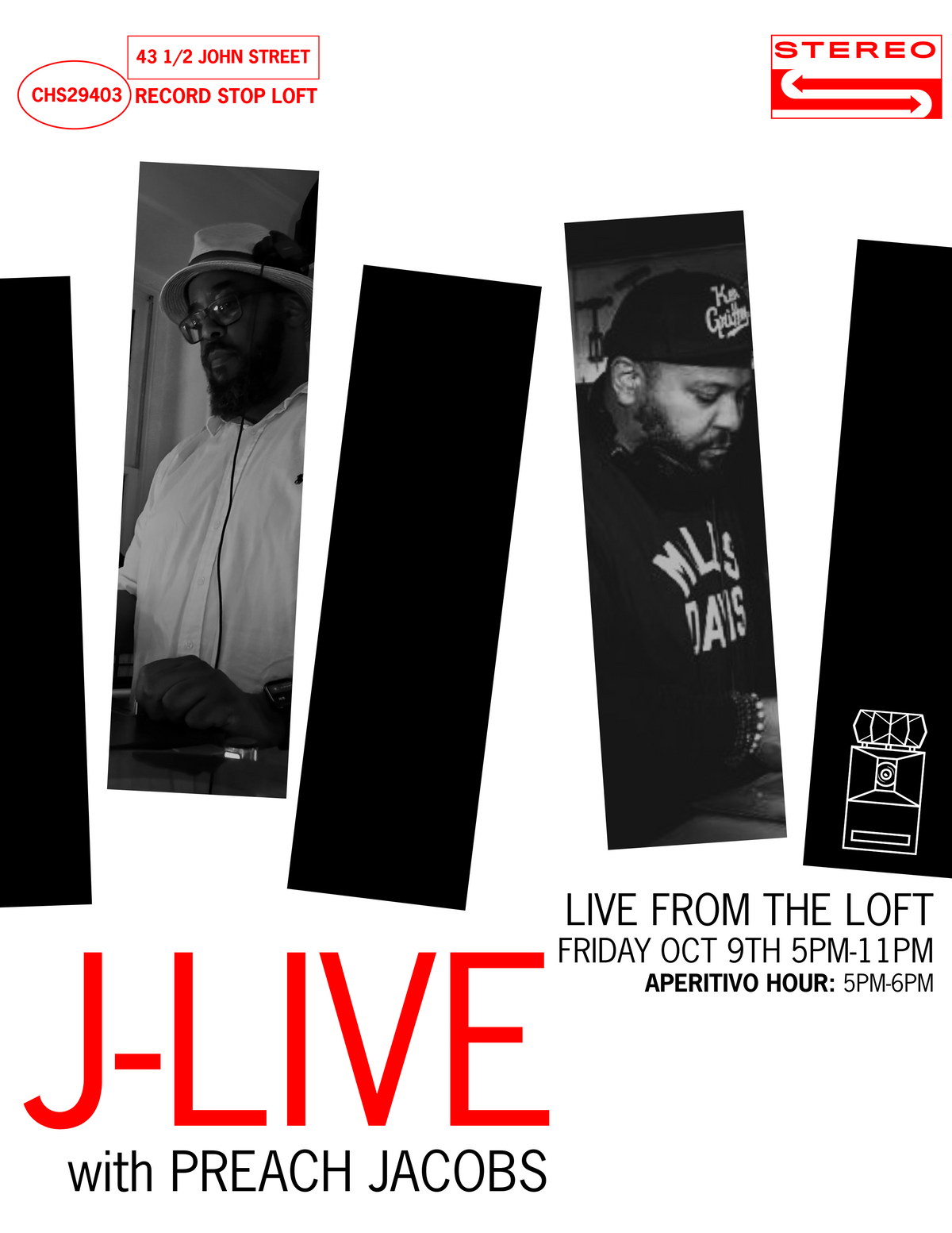 Live from the Loft with DJ J-Live w/Special Guest Preach Jacobs + Aperitivo Hour 5pm-6pm