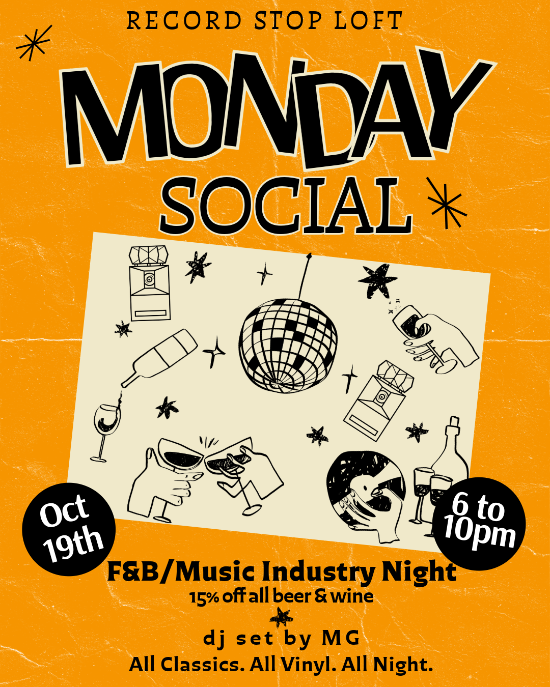 Monday Social - F&B/Music Industry Night (15% off all beer & wine)