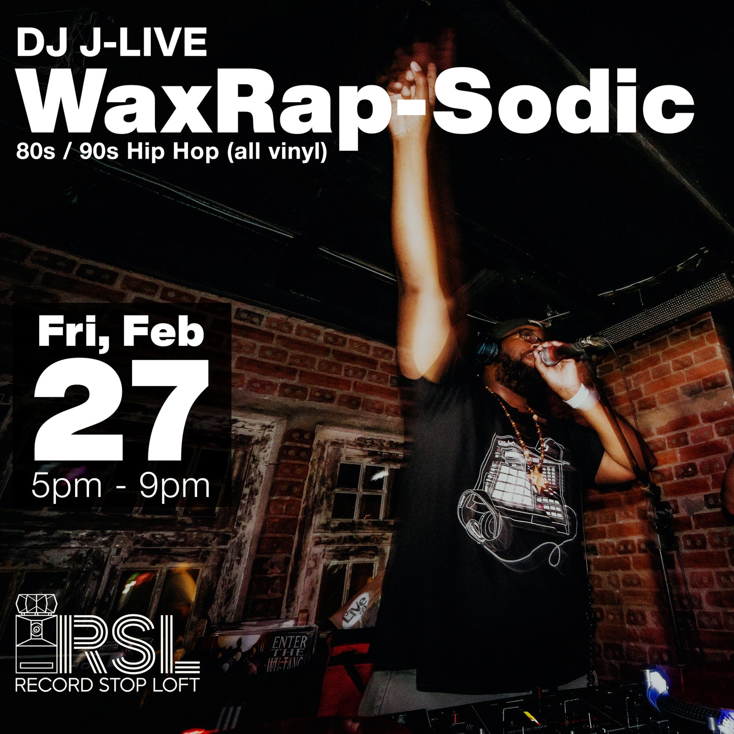 WaxRap-Sodic with DJ J-Live: 80s & 90s Hip-Hop | Vinyl DJ Set